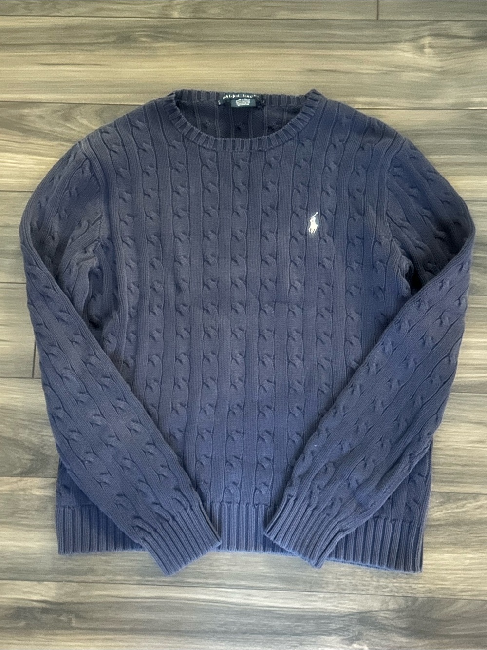 Polo by Ralph Lauren Navy Cable-Knit Crewneck Sweater Girls XL Navy